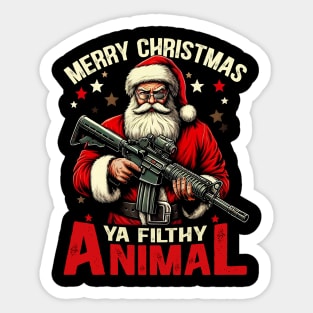 Funny Merry Christmas Ya Filthy Animal ,Christmas shirt ,Winter sign ,Holiday quote ,Retro Christmas cut file Sticker